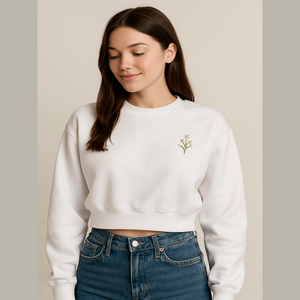 Reflex white embroidered flower crop Sweatshirt sweater